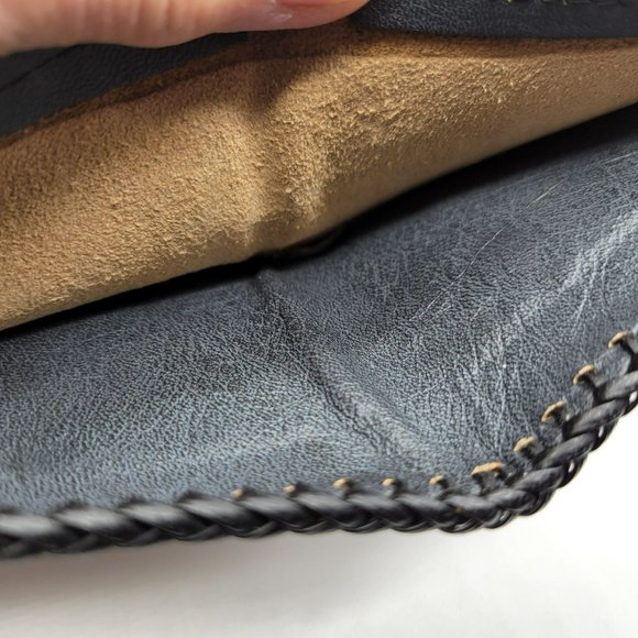 Tooled Leather Wallet Eagle Wings Mexico Vintage Black Leather Whip Stitching - Picture 10 of 12